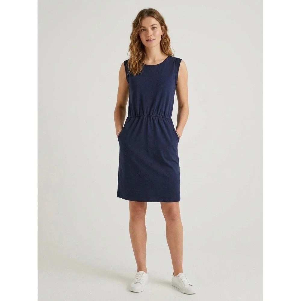 Boden | Dresses | Boden Navy Blue Modal Cotton Elastic Waist Sleeveless Jersey  Dress Wh98 Us 4r | Poshmark